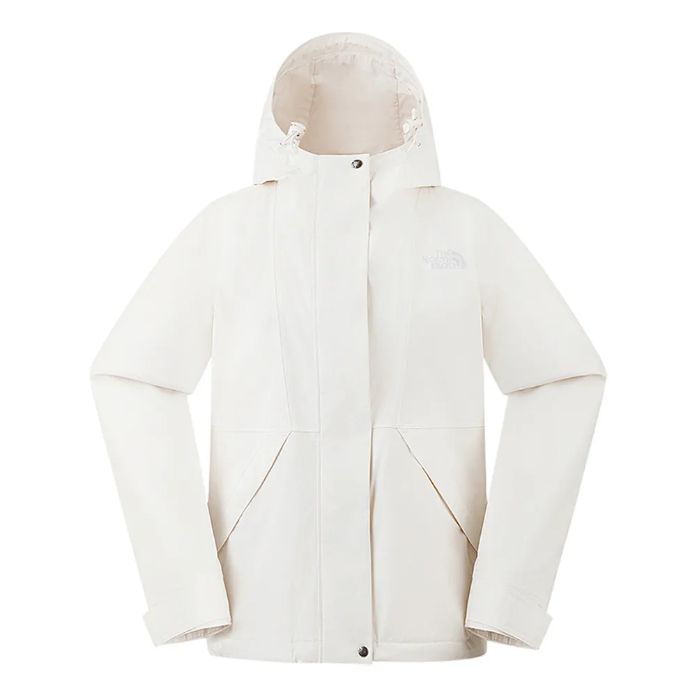 【The North Face】北臉 外套 女 運動連帽外套 防潑水 衝鋒衣 W REIGN ON 2.0 JACKET 米白 NF0A8J6YQLI