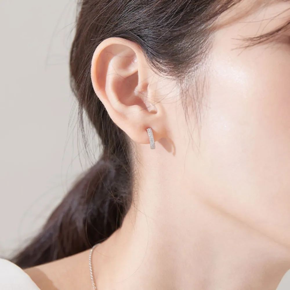 【vacanza】月牙灣排鑽 925純銀飾品 純銀耳環(抗過敏 情人節禮物 生日禮物)