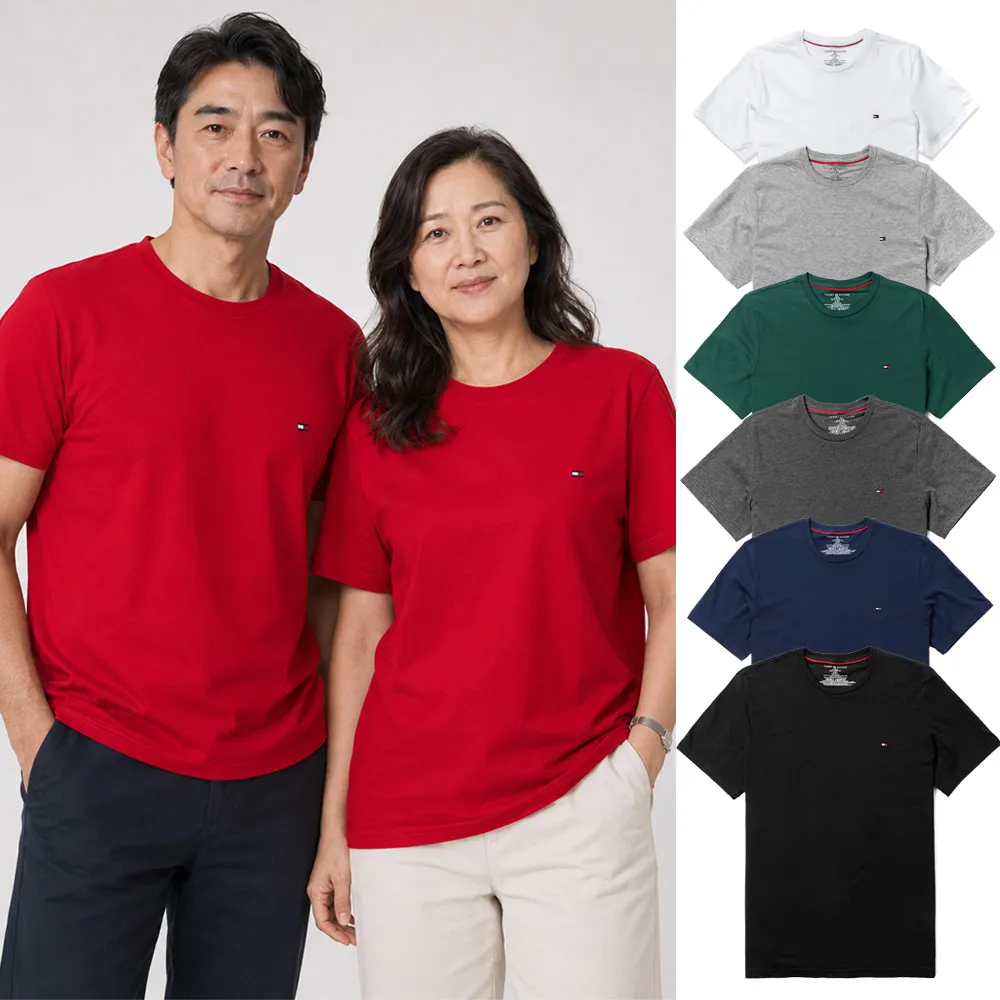 【TOMMY HILFIGER】TOMMY 年度爆款Logo素面短袖T恤 上衣-多色選(中性別Oversize穿搭/平輸品/短T)