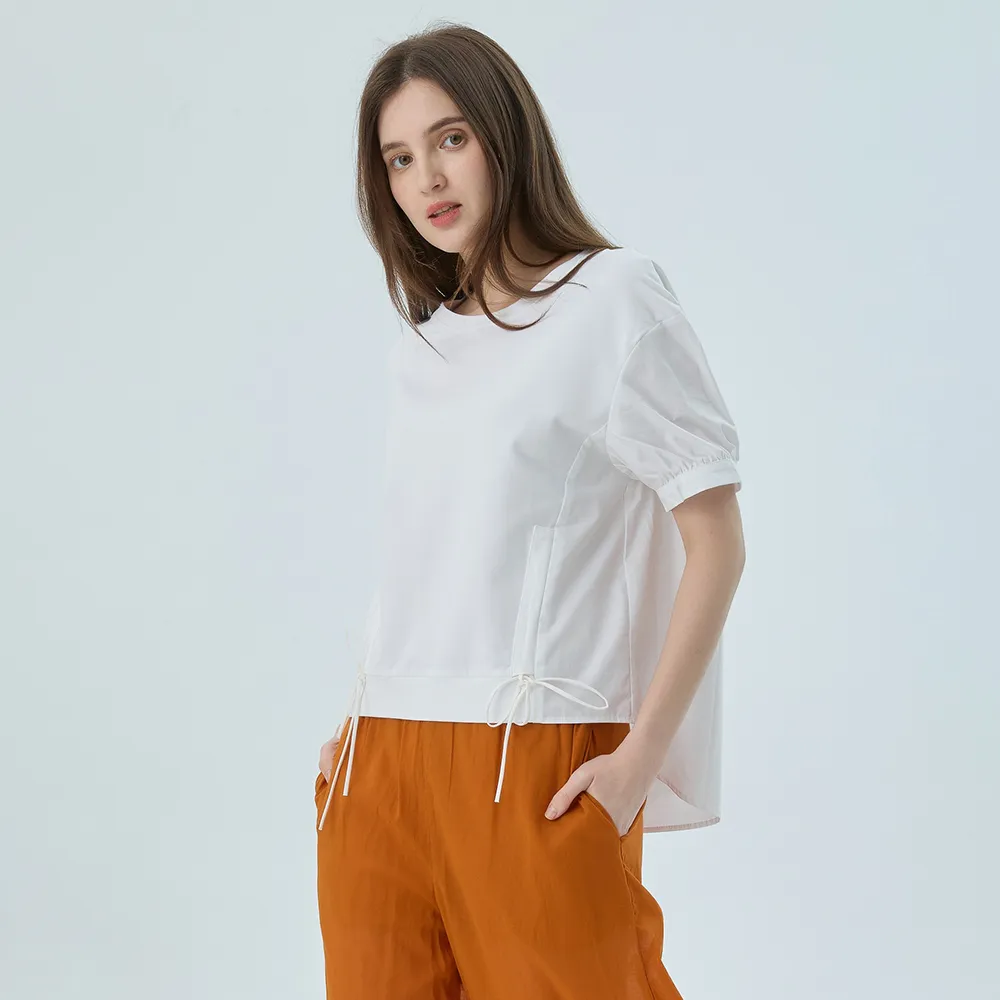 【Qiruo 奇若名品】專櫃精品白色素面短袖上衣3207A  棉質女裝