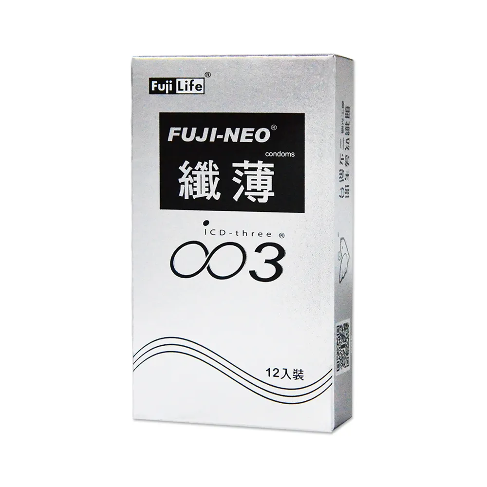 【FUJICONDOM 不二乳膠】纖薄003保險套12入/盒(霧銀)