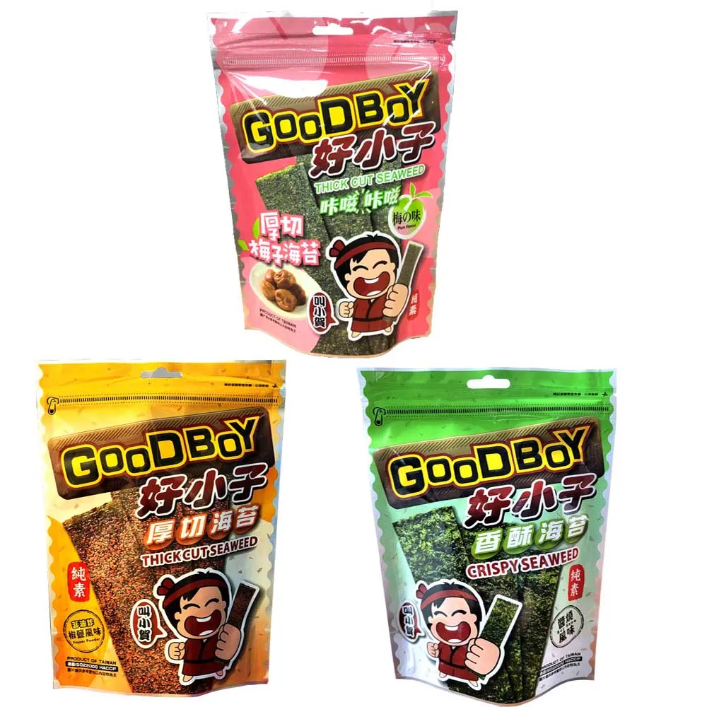 【好小子】厚切海苔系列/椒鹽30g/醬燒30g/梅子28g(8包-口味任選)