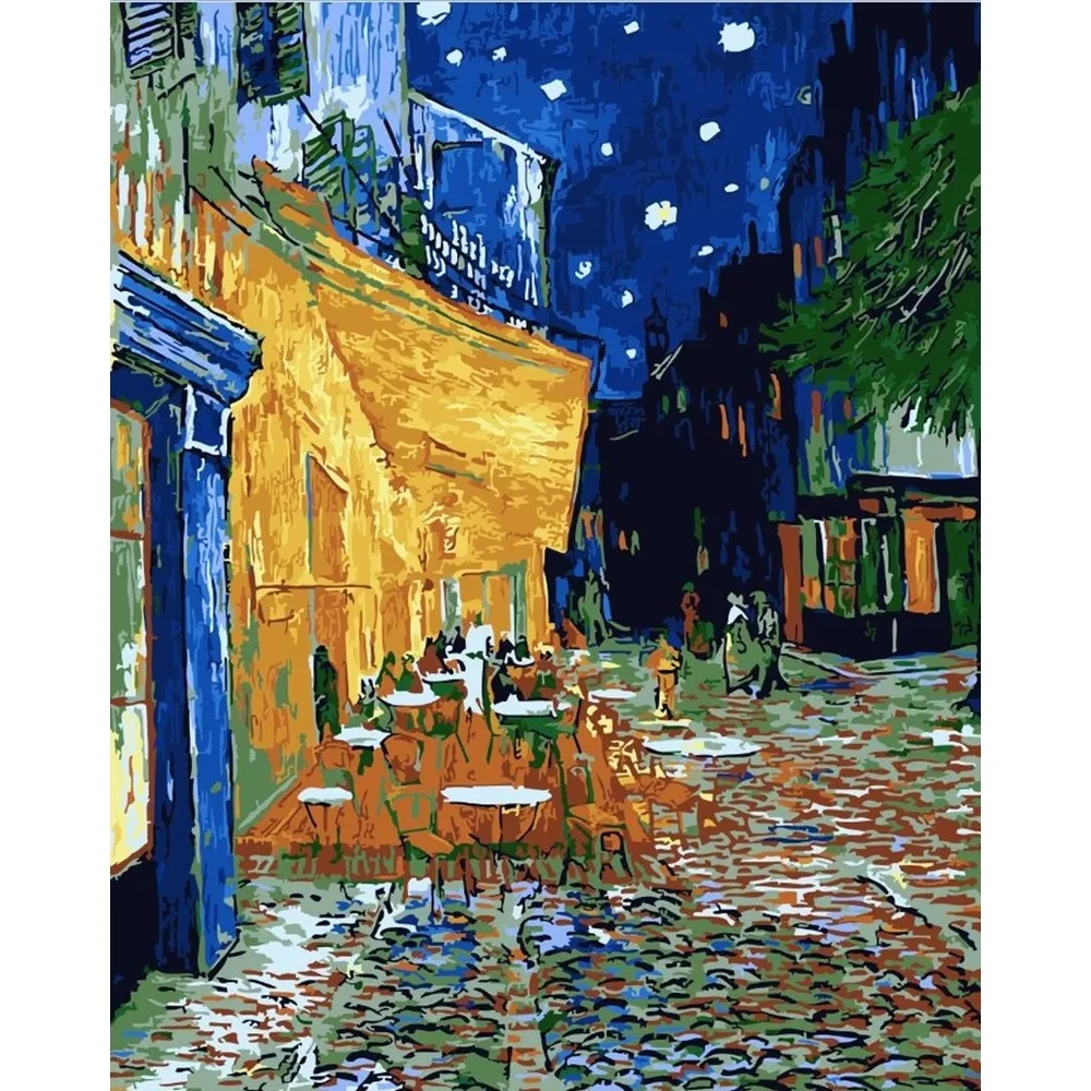 【ArtLife 藝術生活】DTR083 梵谷夜晚露天咖啡座 50*65CM(數字油畫 DIY數字油畫 畫畫玩具)