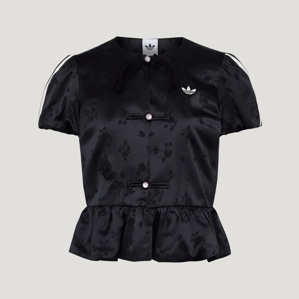【adidas 愛迪達】NEW CHINESE 短袖外套 LD6443 女款ORIGINALS休閒緹花緞面夾克