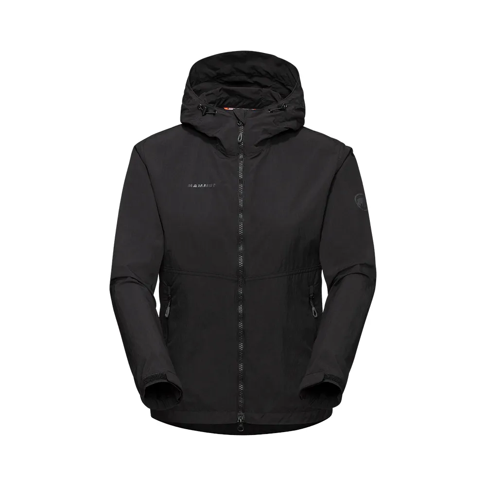 【Mammut 長毛象官方直營】Hiking WB Hooded Jacket AF W 健行防風連帽外套 女款 黑色 #1012-00401