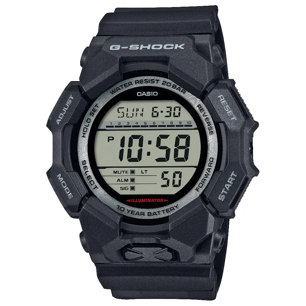 【CASIO 卡西歐】10年電力數位錶 黑 51.9 mm(GD-010-1)