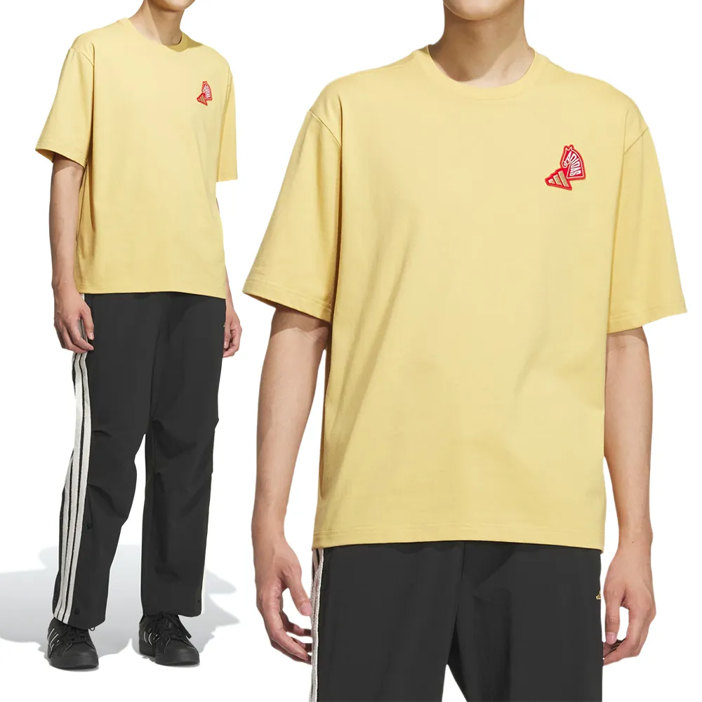 【adidas 愛迪達】Nyr Gfx Ss Tee 男款 女款 黃色 中性 寬鬆 馬年 CNY 新年 亞規 短袖 KQ5099
