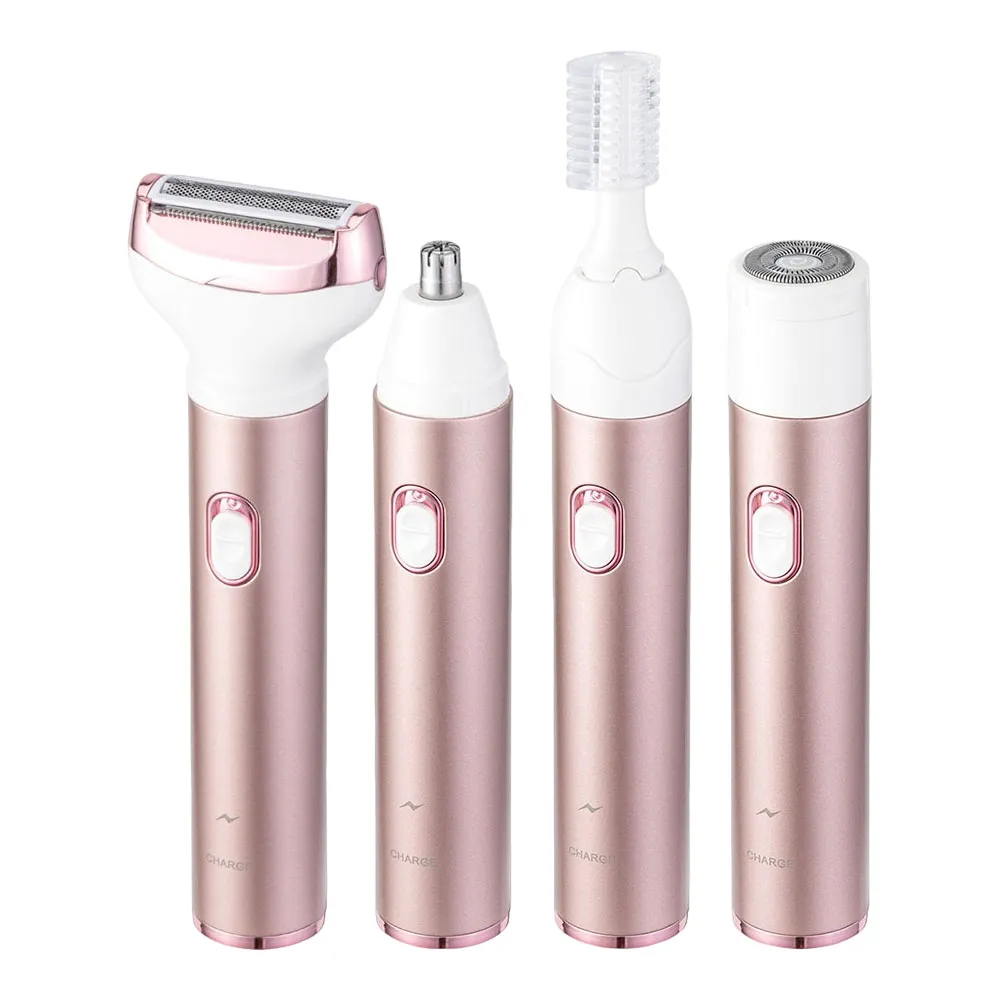 【MUAN】4in1全身電動除毛器乾濕兩用防水(私密處除毛刀/腋下臉部無痛美體刀/USB充電/替換刀頭)