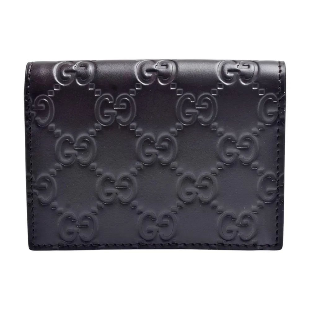 【GUCCI 古馳】經典GG LOGO壓印牛皮對折暗釦卡夾(深咖啡色779844-96IWT-2527)
