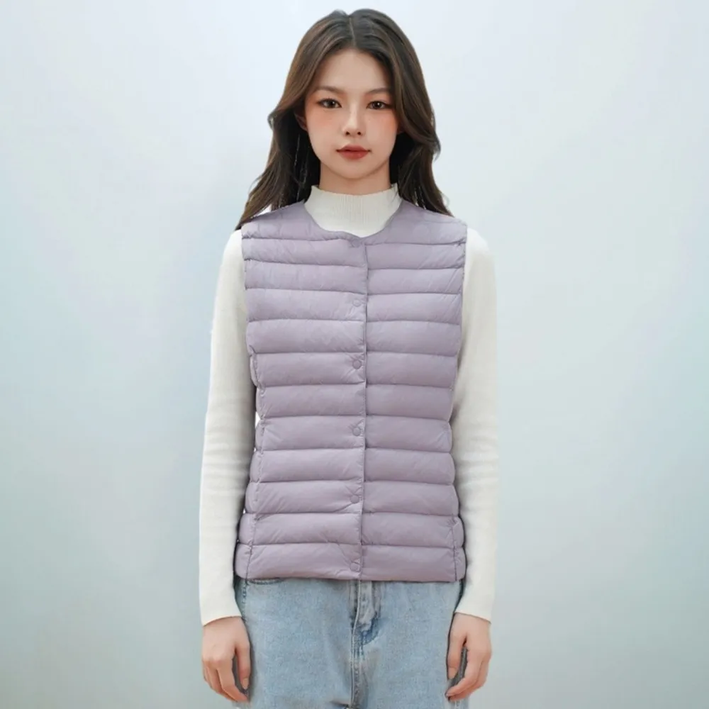 【巴黎精品】頂級真羽絨背心90%鴨絨羽絨衣秋冬(圓領V領女外套12色n1lw4)