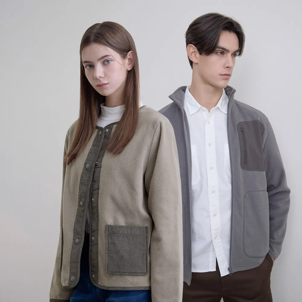 【GIORDANO 佐丹奴】男女裝搖粒絨圓領口袋外套(多色任選)