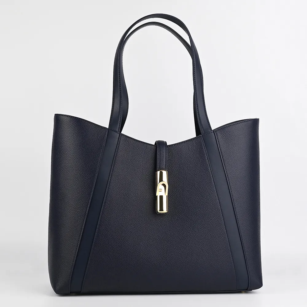 【FURLA 芙拉】Goccia L 展示品手提/肩背托特包(藍)