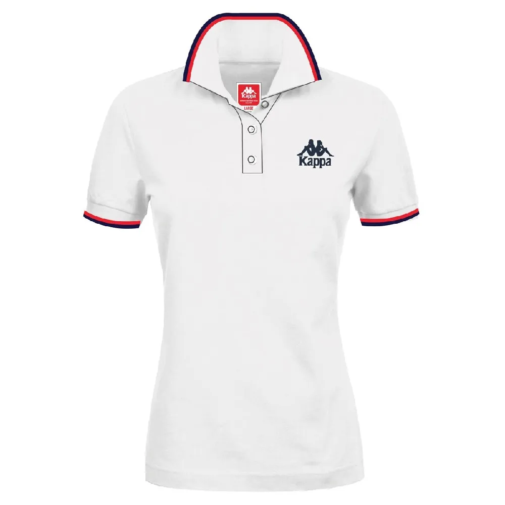【KAPPA】時尚女運動棉質SLIM FIT 短袖POLO衫合身版(白 304JSH0900)