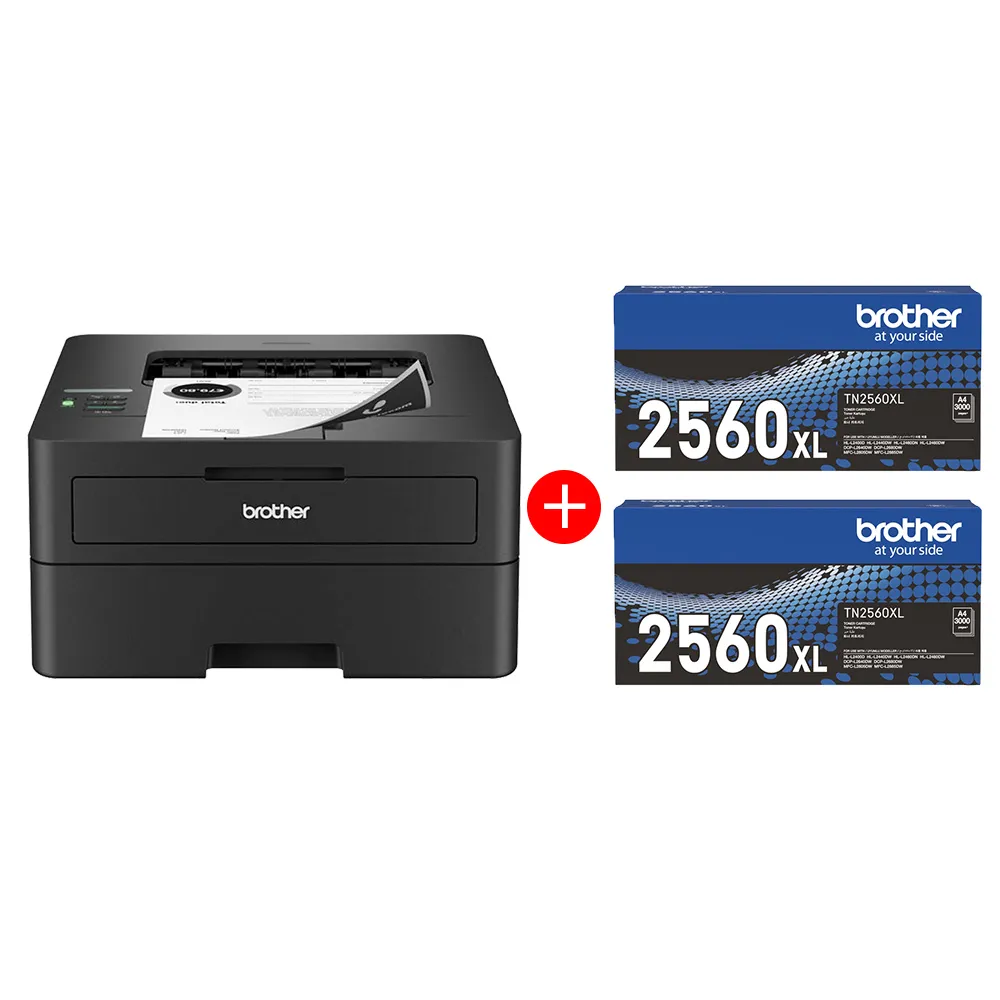 【brother】官方直營 搭2黑高容量碳粉★HL-L2460DW 中階商務無線黑白雷射印表機(雙面列印/有線/無線網路)