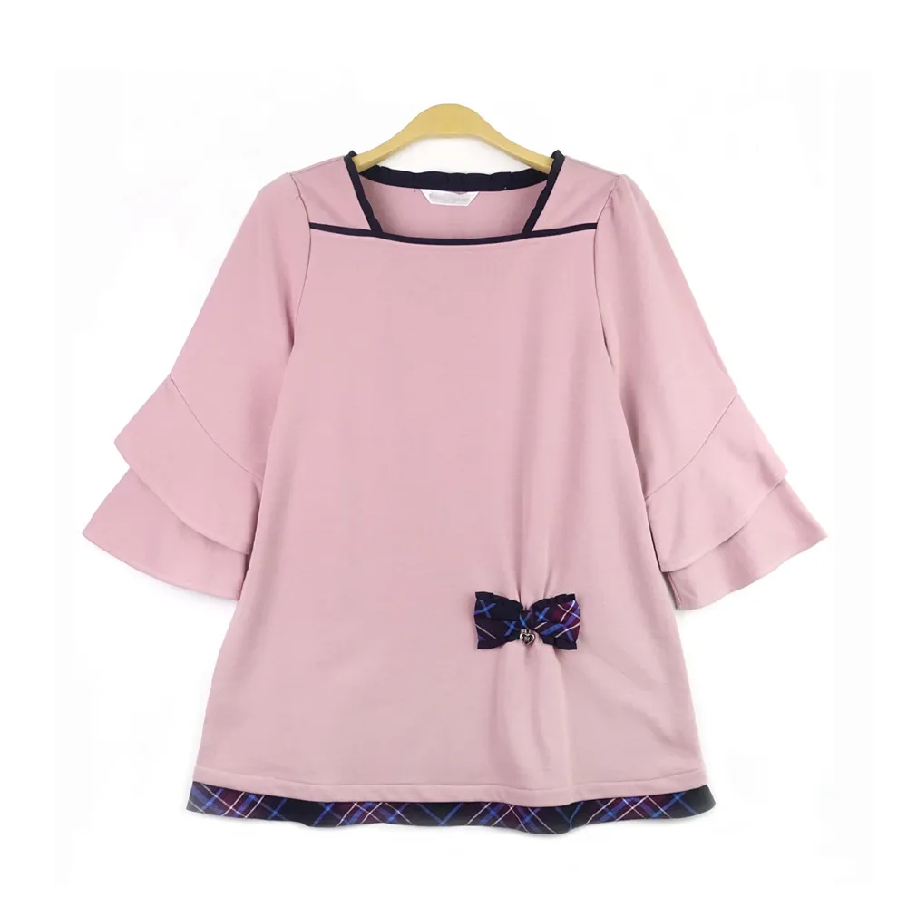 【Kinloch Anderson】荷葉邊蝴蝶結七分袖顯瘦上衣(KA1063009 深粉 / 暗紫)