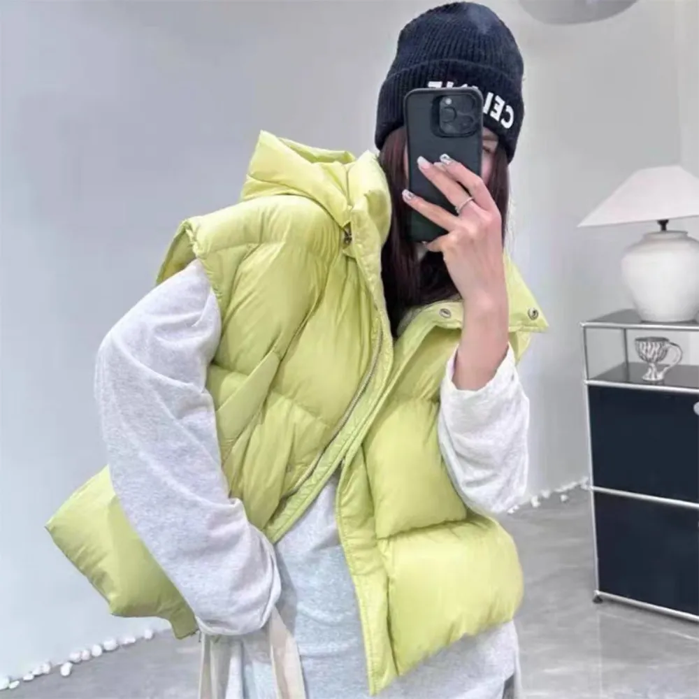 【巴黎精品】頂級真羽絨背心90%鴨絨羽絨衣秋冬外套保暖上衣大碼休閒女裝(連帽寬鬆短款3色n1lr59)