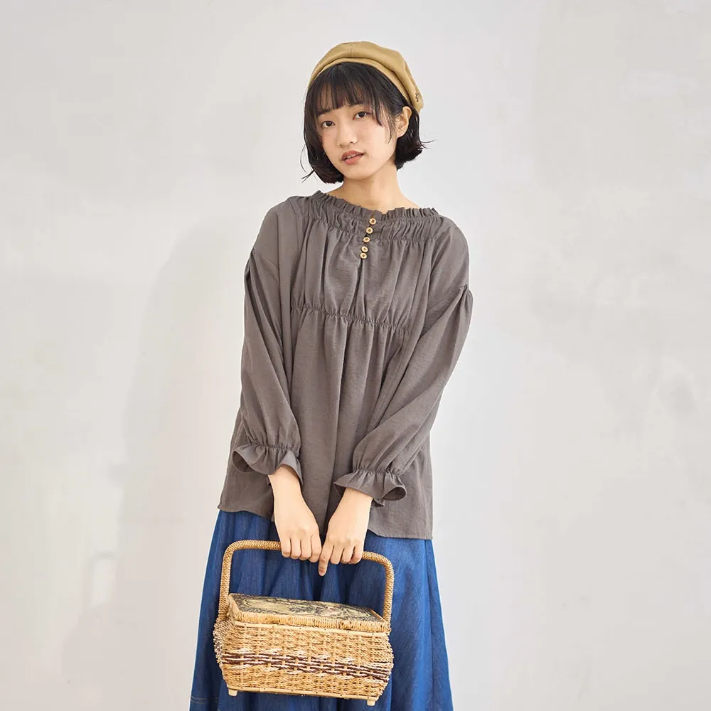 【PINK NEW GIRL】2WAY 排釦抓皺上衣 Z2204AC(2色)