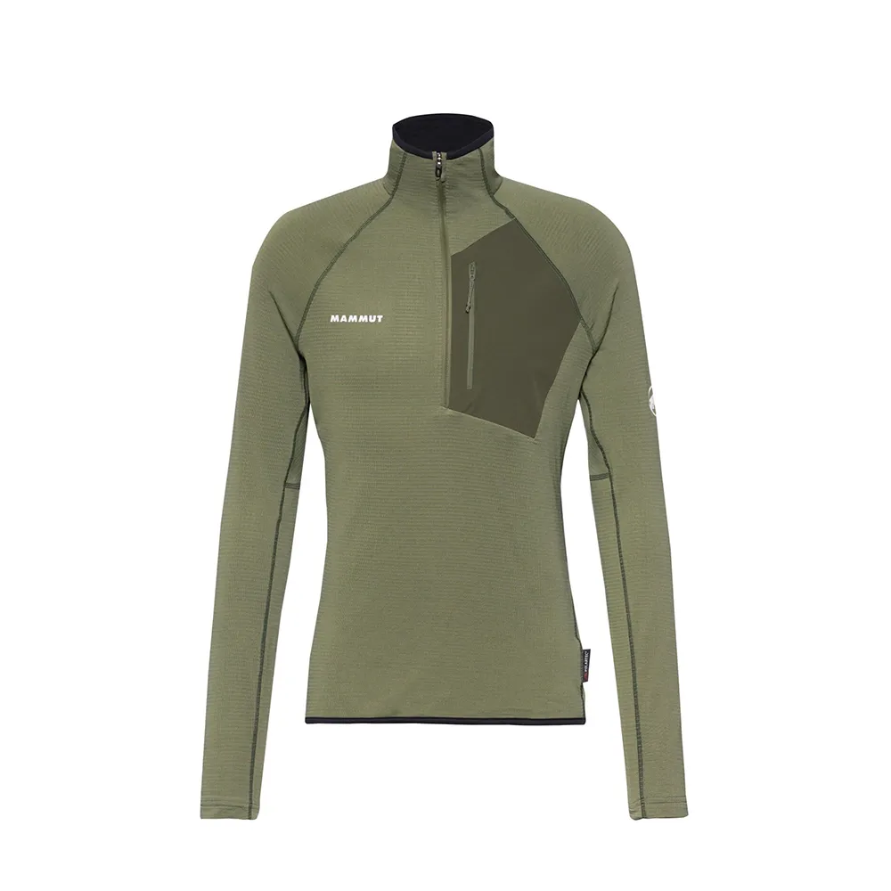 【Mammut 長毛象官方直營】Aenergy Light HalfZip AF保暖長袖半拉排汗衣 沼澤綠/深沼澤綠 男款 #1014-05500