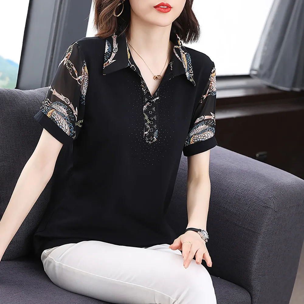 【麗質達人】18957假二件式短袖上衣-二色AA(M-4XL)