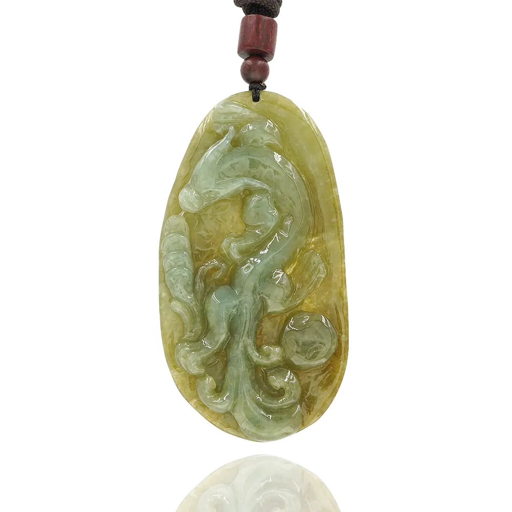 【喜緣玉品】貔貅 天然翡翠A貨 黃加綠 金錢天祿 玉佩-僅此一品(開運風水)(直)