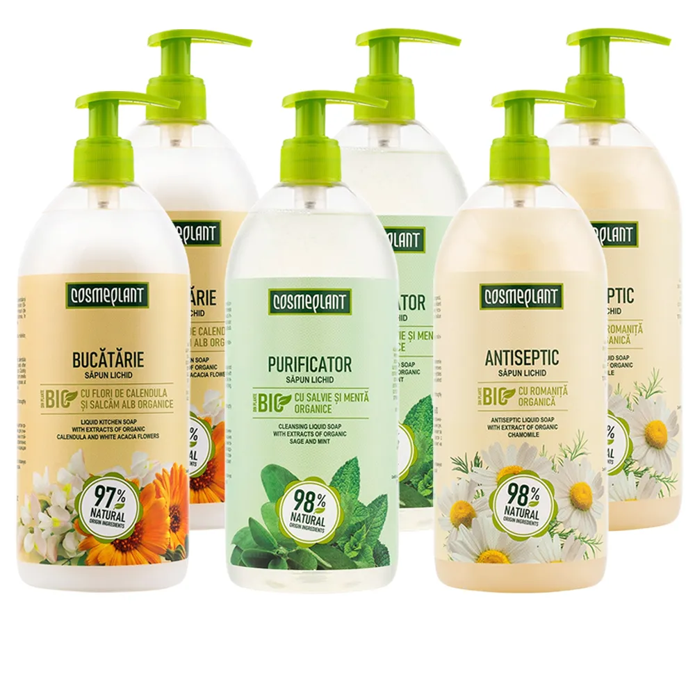 【摩爾多瓦COSMEPLANT】任選6入大容量抗菌洗手乳1000ml(鼠尾草薄荷/洋甘菊/金盞花金合歡)