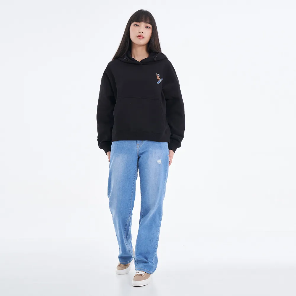 【5th STREET】雙11 女裝 連帽上衣 長袖上衣 帽t 黑色(560958)