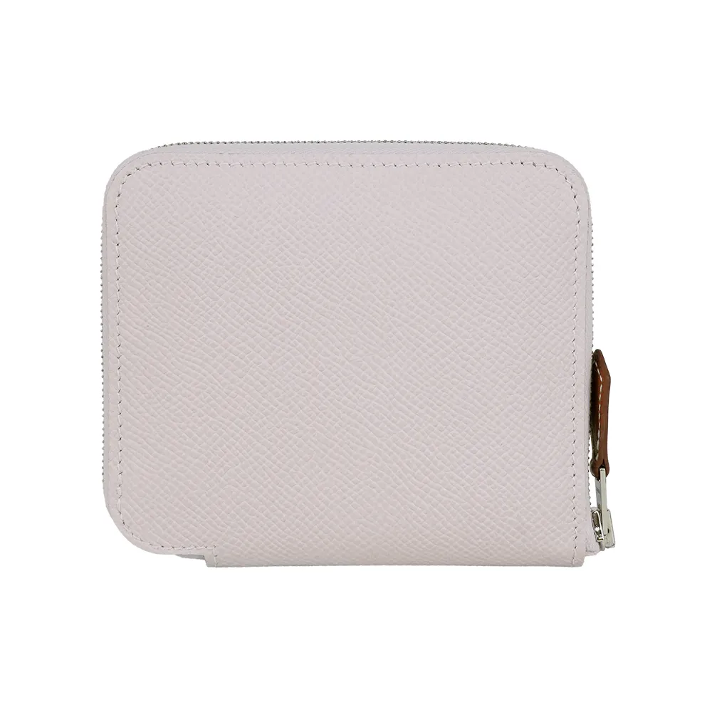【Hermes 愛馬仕】EPSOM皮 絲巾內裡ㄇ型拉鏈短夾(夢幻紫/天堂藍)