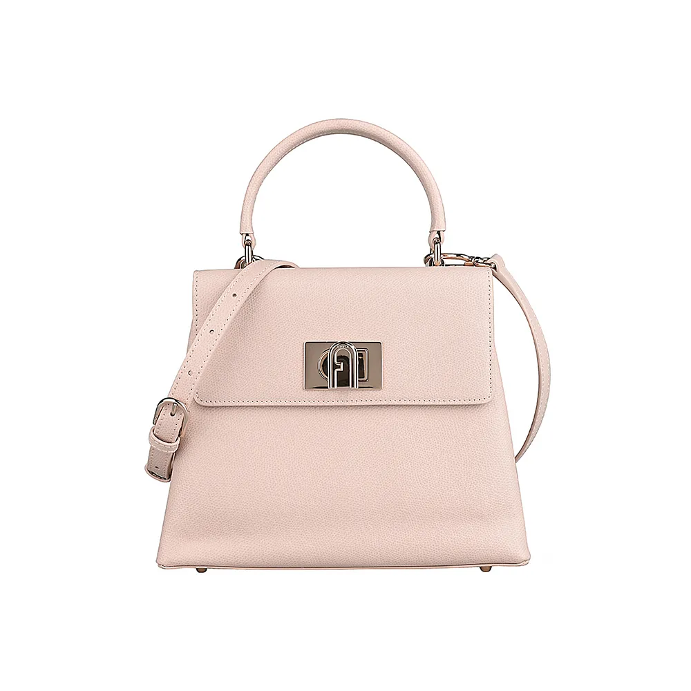 【FURLA 芙拉】1927經典拱門轉扣標誌手提斜背兩用包(S/芭蕾粉)
