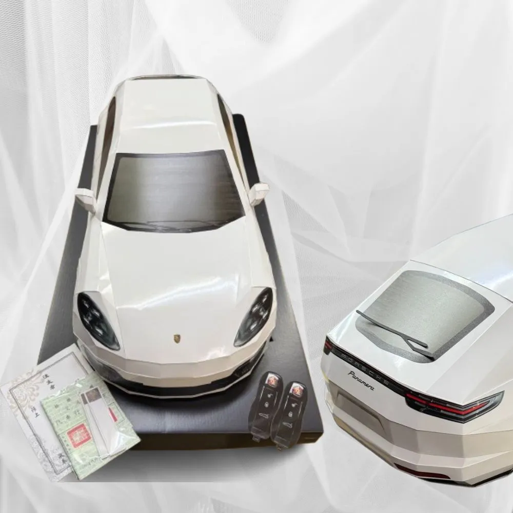 【上芳香業】往生紙紮 紙紮用品 保時捷 帕拉梅拉 白色 立體車(附封條 行照 鑰匙 小金爐可燒)